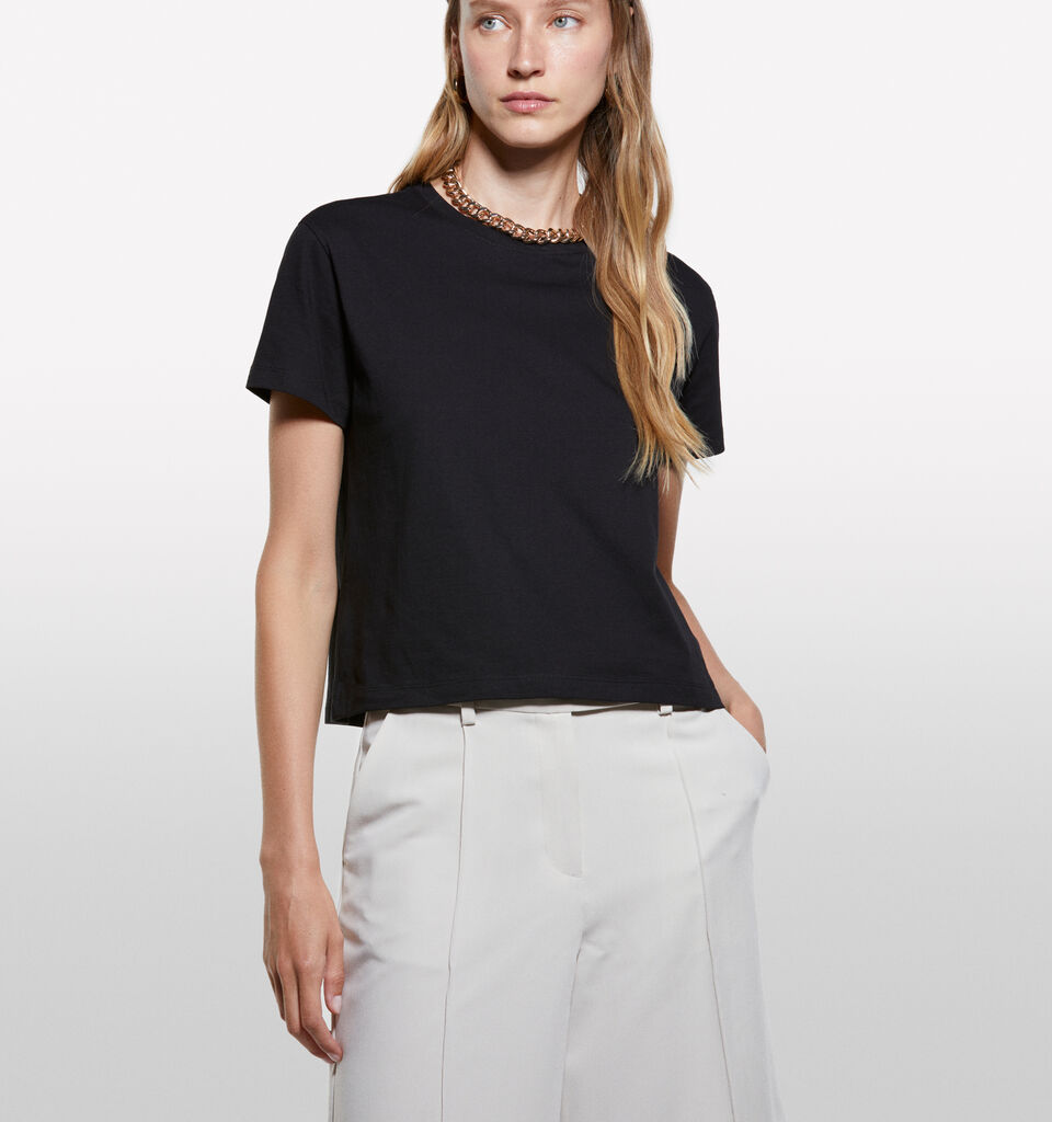 T-shirt boxy fit preta - t-shirt de manga curta para mulher - Preto | Sisley image number 3